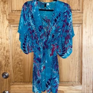 Divided by H&M -printed tunic with tie waist Sz L